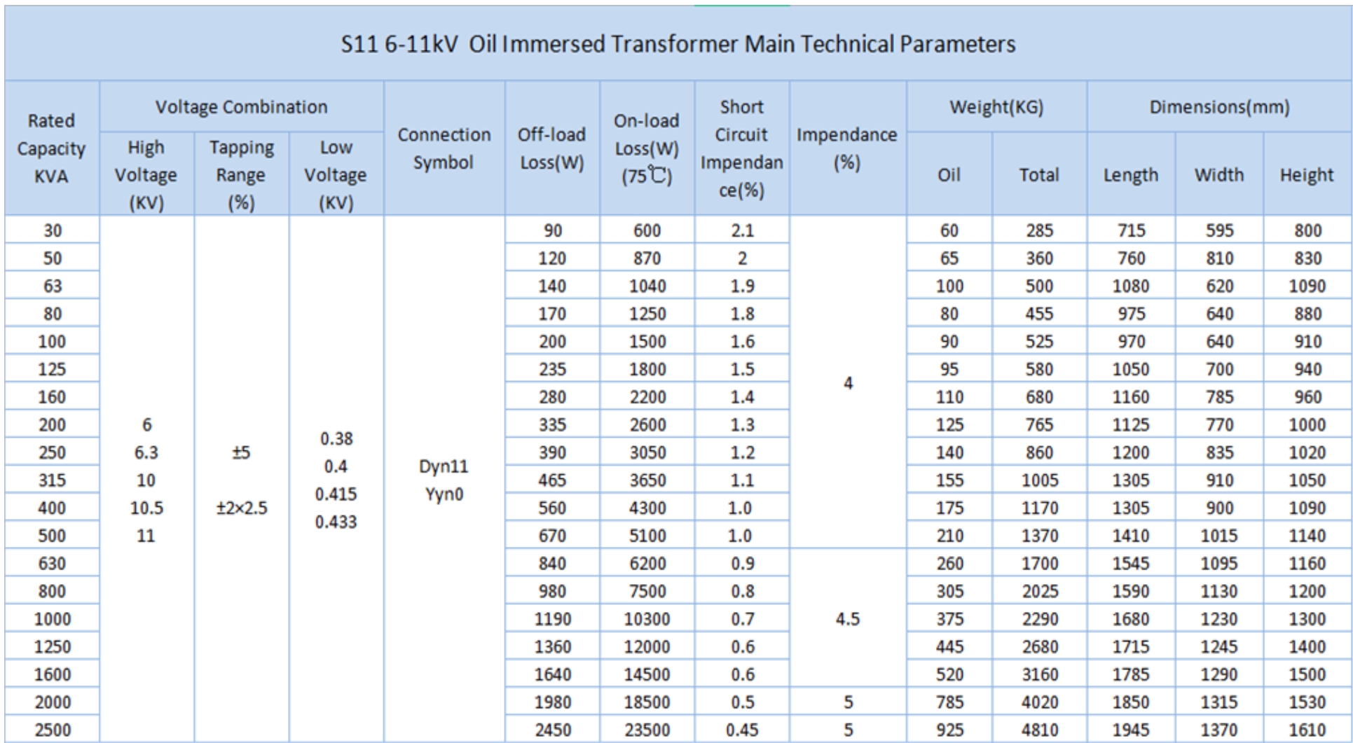 6kv oil immersed power transformer