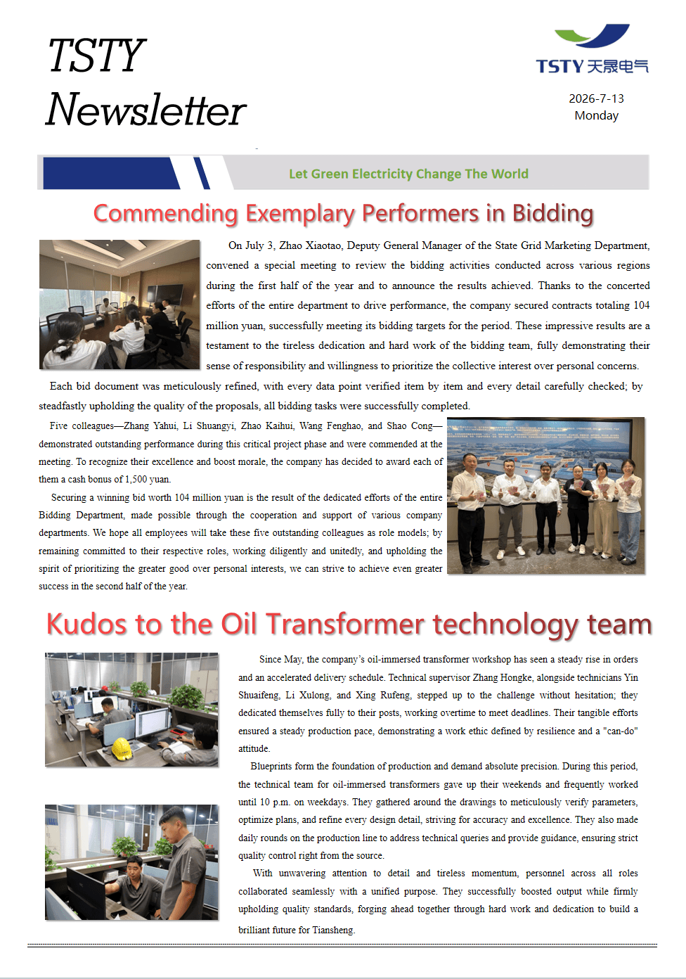 TSTY Commending Exemplary Performers in Bidding